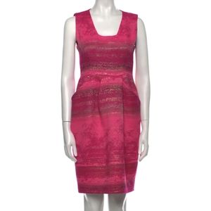 Lela Rose Tweed Metallic Agate Hot Pink Dress
